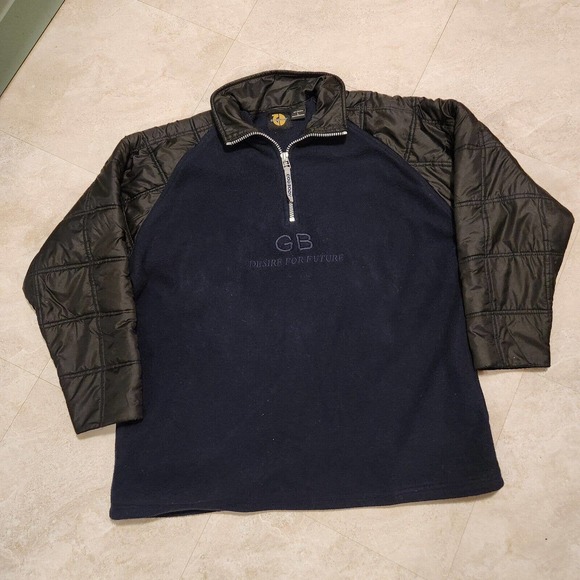 VTG Y2K GODBODY Mens L Large Pullover Fleece 1/4 Zip Hybrid Jacket Embroidered - Picture 2 of 9